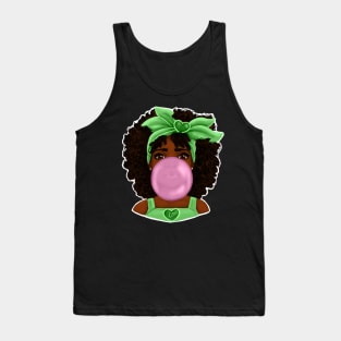 Green Bubble Gum | Pretty Black Girl Art Design Tank Top